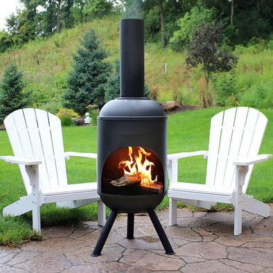 Premium Steel 5FT Outdoor Chiminea Fireplace Patio Wood Burning Pit - Aroflit