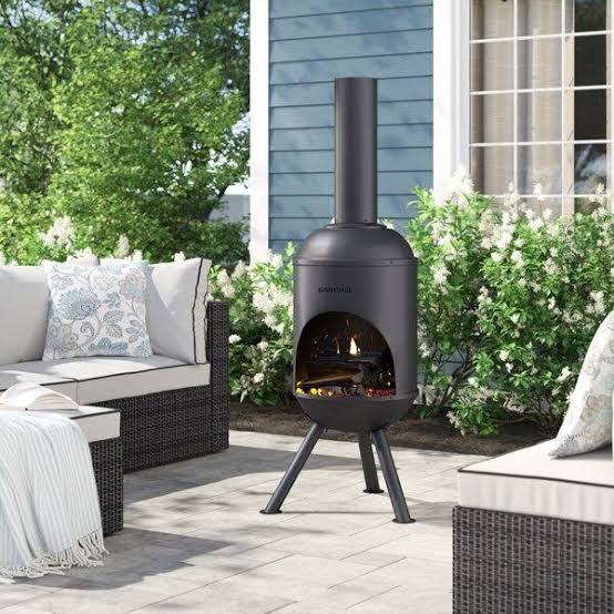 Premium Steel 5FT Outdoor Chiminea Fireplace Patio Wood Burning Pit - Aroflit