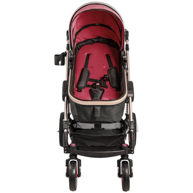 Red Baby Stroller Foldable Pram Car Seat - Safe, Reversible & Adjustable - Aroflit