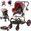 Red Baby Stroller Foldable Pram Car Seat - Safe, Reversible & Adjustable - Aroflit