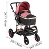 Red Baby Stroller Foldable Pram Car Seat - Safe, Reversible & Adjustable - Aroflit