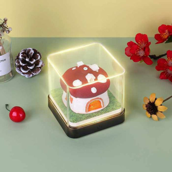 Red Mushroom House 3D Calendar 2024 With Light - Aroflit