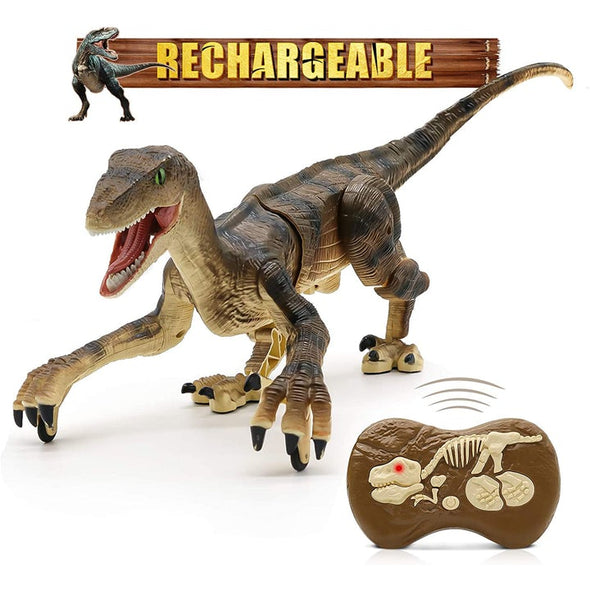 Remote Control Dinosaur Velociraptor, Realistic Walking & Roaring Toy - Aroflit