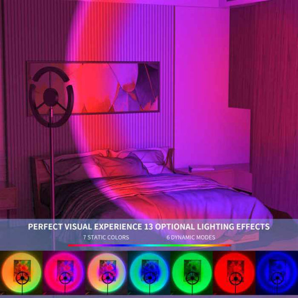 RGB LED Corner Floor Lamp: Colour Changing Minimalist Mood Light with Remote Control - Aroflit