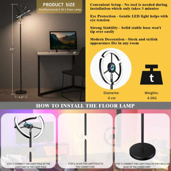 RGB LED Corner Floor Lamp: Colour Changing Minimalist Mood Light with Remote Control - Aroflit