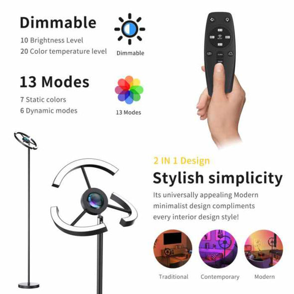 RGB LED Corner Floor Lamp: Colour Changing Minimalist Mood Light with Remote Control - Aroflit