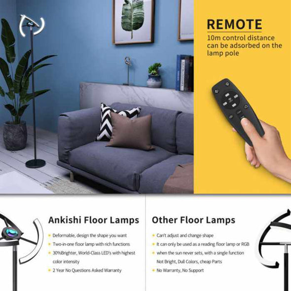 RGB LED Corner Floor Lamp: Colour Changing Minimalist Mood Light with Remote Control - Aroflit