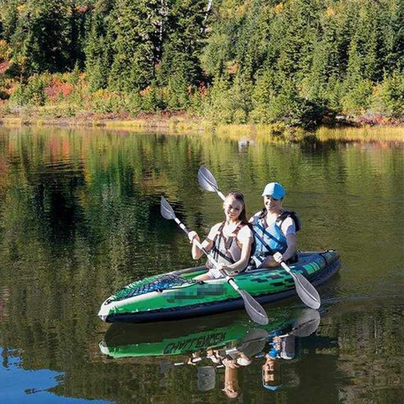 RiverSplash™ Inflatable 2 Person Outdoor Kayak Set with Oars & Hand Pump - Aroflit