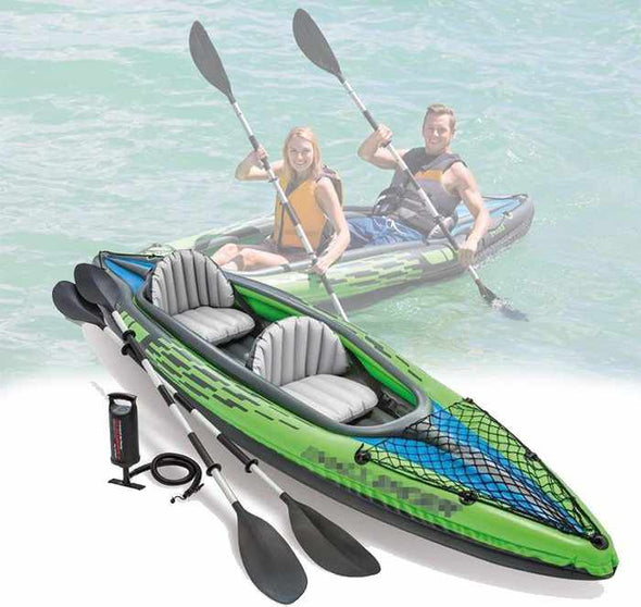RiverSplash™ Inflatable 2 Person Outdoor Kayak Set with Oars & Hand Pump - Aroflit