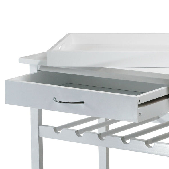 Rolling Bar Cart with Wine Bottle Holders and Removable Serving Tray - Aroflit