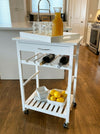 Rolling Bar Cart with Wine Bottle Holders and Removable Serving Tray - Aroflit