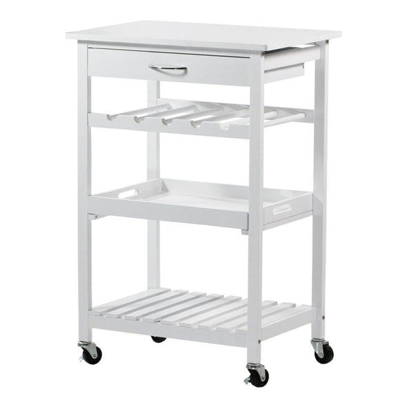 Rolling Bar Cart with Wine Bottle Holders and Removable Serving Tray - Aroflit
