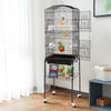 Rolling Bird Parrot Stand Cage with Perches, Feeder, and Storage Shelf - Aroflit