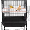 Rolling Bird Parrot Stand Cage with Perches, Feeder, and Storage Shelf - Aroflit