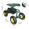 Rolling Premium Garden Cart Seat with Storage and 10 - Inch Wheels - Aroflit