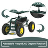 Rolling Premium Garden Cart Seat with Storage and 10 - Inch Wheels - Aroflit