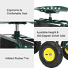 Rolling Premium Garden Cart Seat with Storage and 10 - Inch Wheels - Aroflit