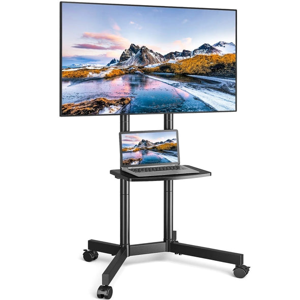 Rolling TV Stand Mobile Cart with Adjustable Shelf for 32 - 70 inch TVs - Aroflit