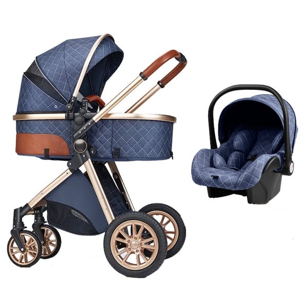 Royal Luxury Baby Pushchair 3 in 1 – Blue - Aroflit