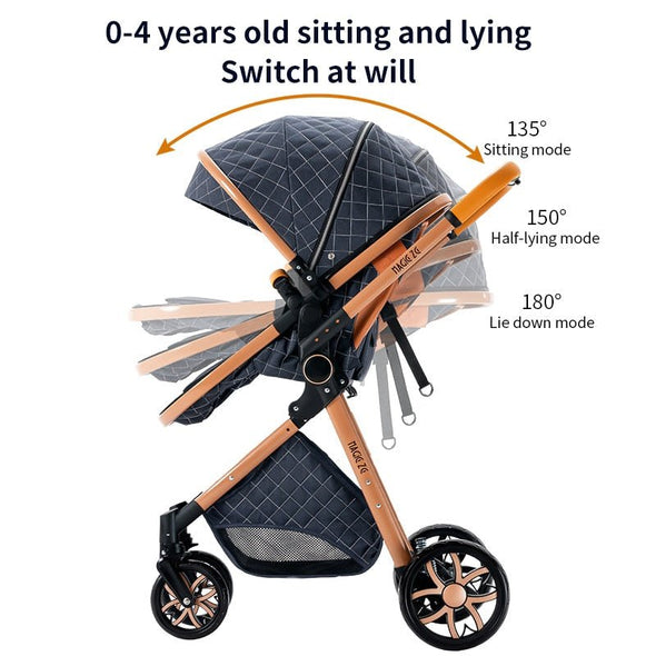 Royal Luxury Baby Pushchair 3 in 1 – Blue - Aroflit