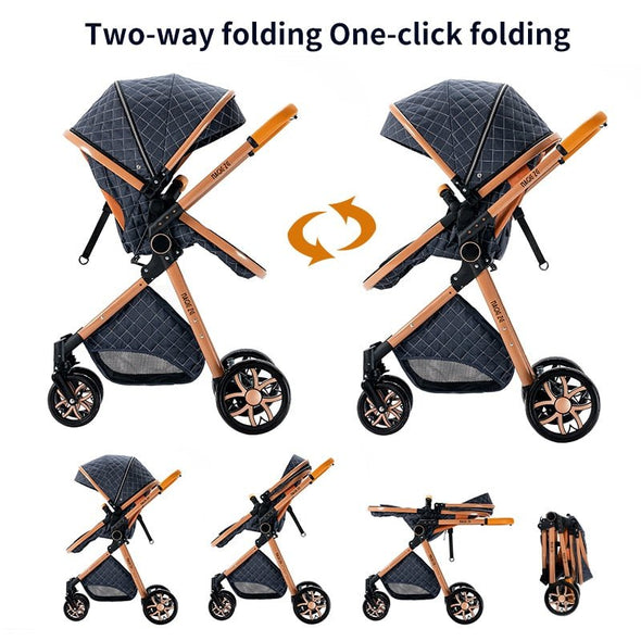 Royal Luxury Baby Pushchair 3 in 1 – Blue - Aroflit