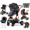 Royal Luxury Baby Pushchair 3 in 1 – Blue - Aroflit