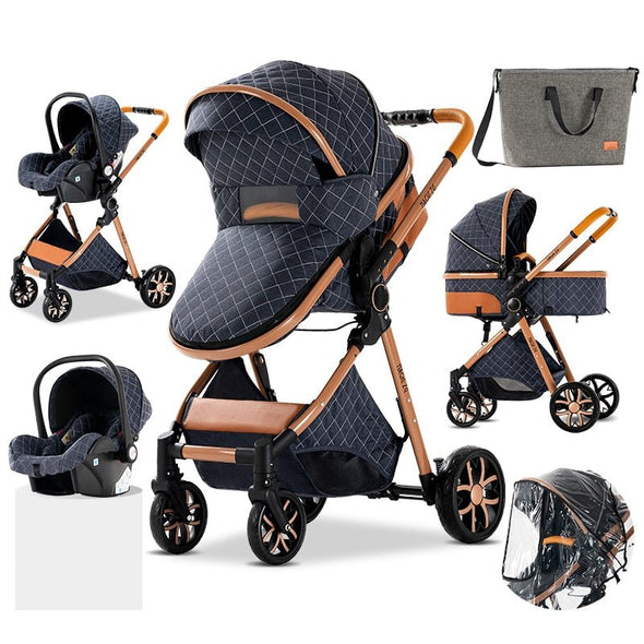 Royal Luxury Baby Pushchair 3 in 1 – Blue - Aroflit