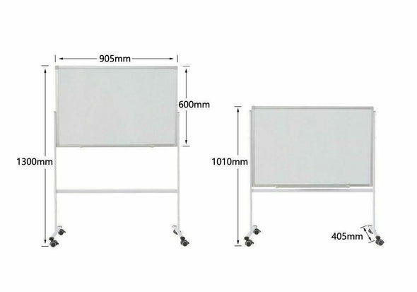 36" x 24" Rolling Dry Erase Board, Magnetic, Adjustable Height