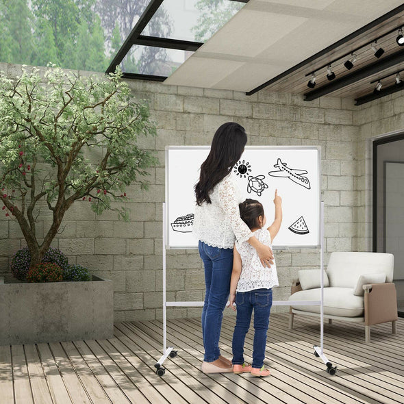 36" x 24" Rolling Dry Erase Board, Magnetic, Adjustable Height