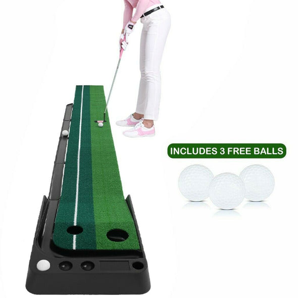 Indoor Golf Putting Green 10' with Auto Return, Practice Mat