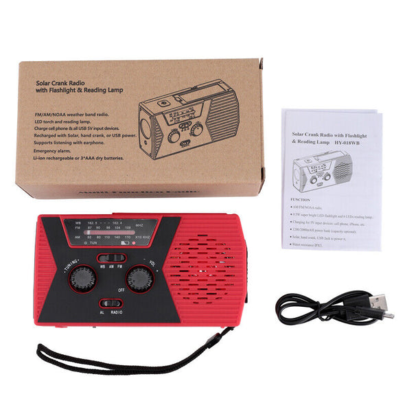 Solar Powered Emergency Hand Crank Weather Alert Radio with 2000mAh