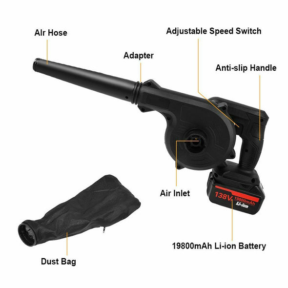 Handheld Cordless Electric Leaf Blower with Battery & Suction Feature