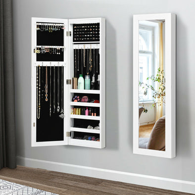 Modern Over The Door Jewelry Armoire Mirror with Storage and Lock