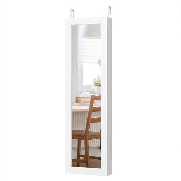 Modern Over The Door Jewelry Armoire Mirror with Storage and Lock