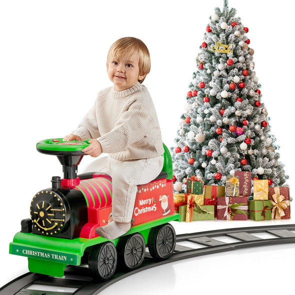 Kid's Rechargeable Ride-On Toy Train Set with Track 6V Electric Train