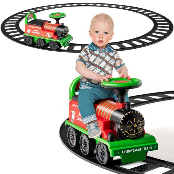 Kid's Rechargeable Ride-On Toy Train Set with Track 6V Electric Train