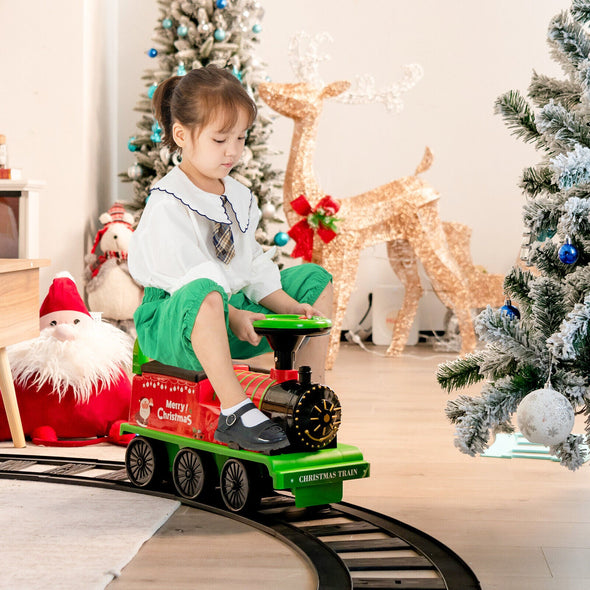 Kid's Rechargeable Ride-On Toy Train Set with Track 6V Electric Train