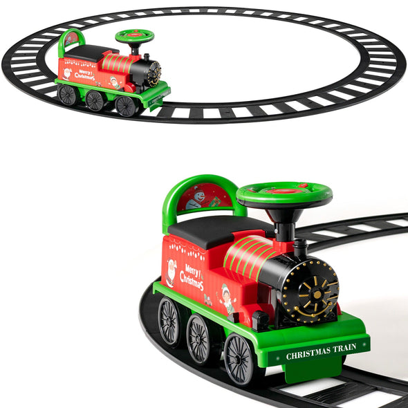 Kid's Rechargeable Ride-On Toy Train Set with Track 6V Electric Train