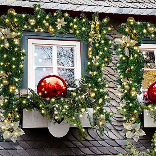 9 Ft Pre-Lit Indoor Outdoor Christmas Garland with LED Lights