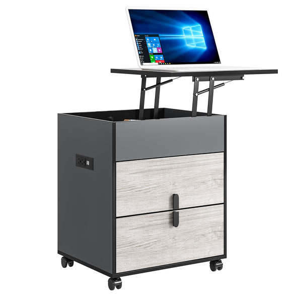 Modern Solid Wood Bedside Nightstand Swivel Table with USB Ports