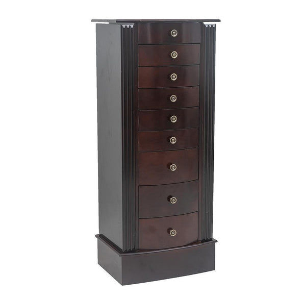 Large Mirrored Wooden Standing Jewelry Armoire – Elegant Organizer Cabinet