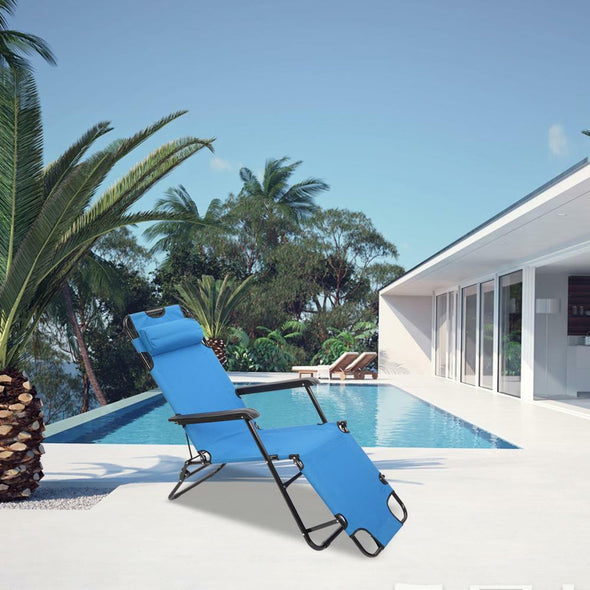 Heavy Duty Portable Folding Reclining Beach Sun Lounge Chair
