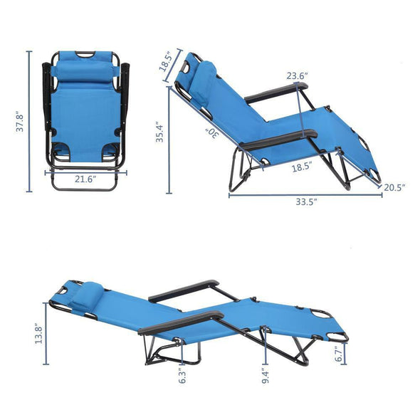 Heavy Duty Portable Folding Reclining Beach Sun Lounge Chair