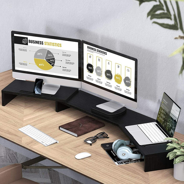 Adjustable Dual/Triple Monitor & Laptop Stand with Storage and Tilt