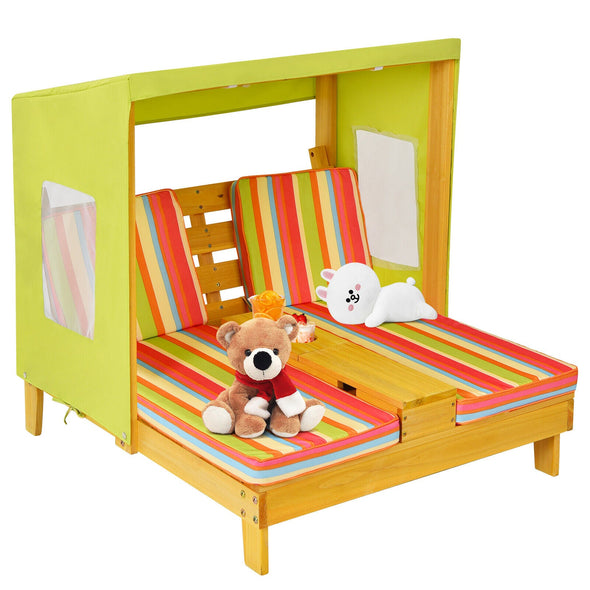 Kids Double Chaise Lounger, Outdoor Cushioned Chair for Pool & Beach