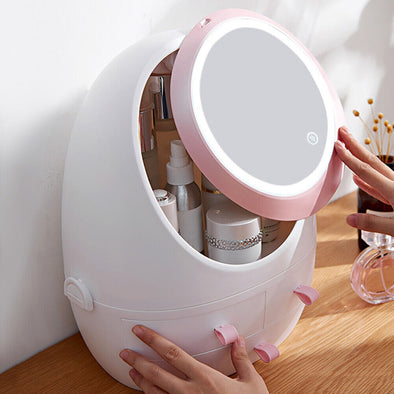 Portable LED Mirror Makeup Organizer with USB Charging
