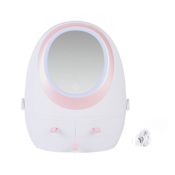Portable LED Mirror Makeup Organizer with USB Charging