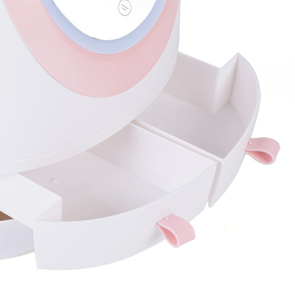 Portable LED Mirror Makeup Organizer with USB Charging