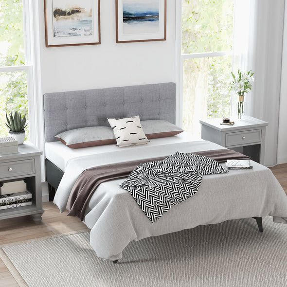 Full Queen-Sized Tufted Fabric Headboard for Elegant Bedroom Decor