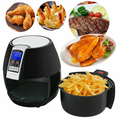 1500W LCD Electric Air Fryer with 8 Presets, Timer, & Temperature Control